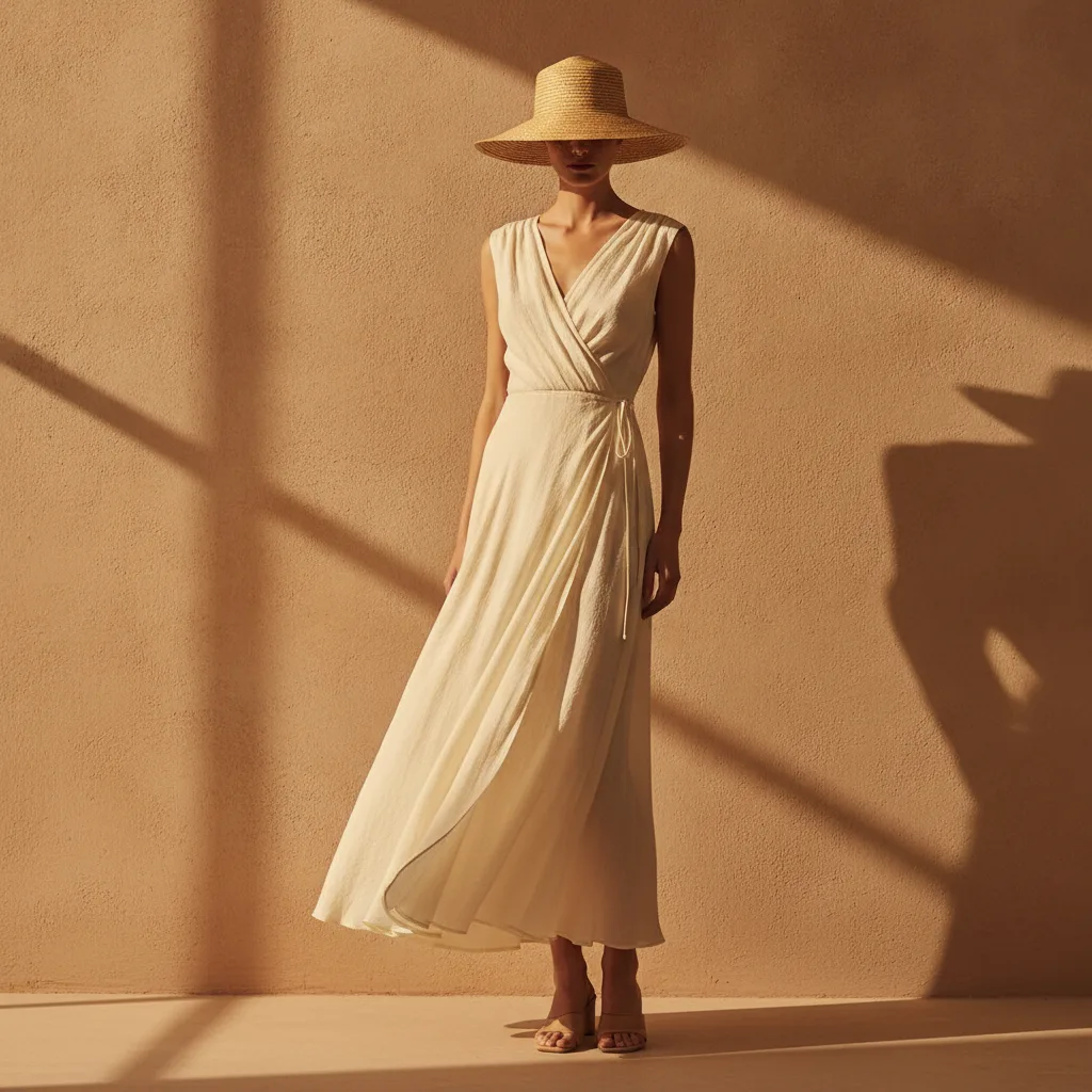 Elegant midi dress in ecru